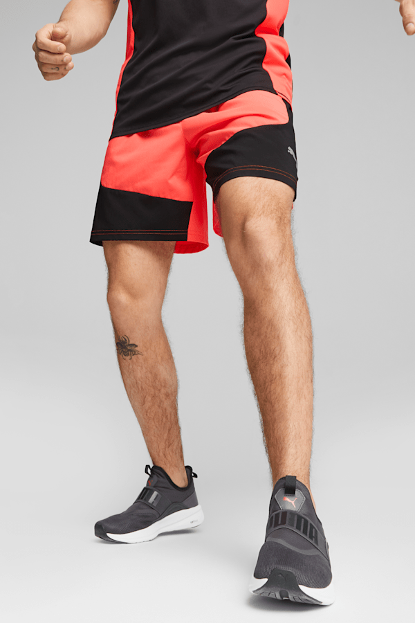 Run Favorite Velocity 7" Men's Running Shorts, Fire Orchid, extralarge
